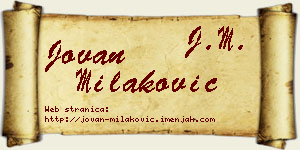Jovan Milaković vizit kartica